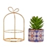 Artificial Plant With Ceramic Planter In A Golden Basket