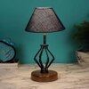 Madeleine Blue Jute Table lamp with Wood & Iron Base