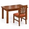 Globally Indian Kusha Solid Sheesham Wood 4 Seater Dining Table Set 4 Chairs Terracotta Orange