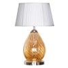 Decade Glass and Metal Table Lamp With White Cotton Shade