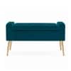 Doe Buck Upholstered Storage Bench in Teal Colour with Gold Legs