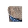 Nashville Sheesham Wood 4 Seater Coffee Table Set In Antique Grey Finish Indigo Patch Kantha Cushion