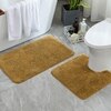 Luxe Home Polyester Newman Contour Bath Mat Set of 2 (Gold 45x75 cm & 40x45)