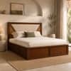Shilp Solid Wood Compact Queen Bed Hydraulic Storage Provincial Teak Finish Mattress 60 x 72 Inches
