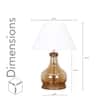 AYANA Brown Wood and Amber Glass Table Lamp with White Cotton Shade