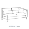 Lewis Sectional Sofa (Colour : Ash Grey Velvet, Cushion : Soft, Seating Capacity : Left Aligned 3 Seater)