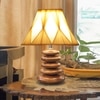 Devansh Curtain Pleated Cotton Table Lamp With Wood Pebble Lamp (12X12X16.5) Inches -C