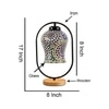 Devansh Multicolor Glass Wooden & Iron  Table Lamp -17 Inch Height  -Akl