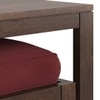 Avril Rectangular Solid Wood Coffee Table With Seats In Mango Walnut Finish and in Rococo Red Fabric