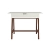 Riga Teak Wood Study Desk with Drawer and Tapered Frame in Ivory Coffee Walnut Colour