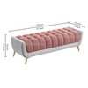 Hoslo Velvet 2 Seater Ottoman Bench in Peach & Grey Color