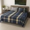 Multicolor Blue Shade Geometric 400 TC Cotton Flat Super King Size Bedsheet With 2 Pilllow Covers