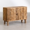 Cayene Solid Mango Wood Sideboard with 2 Door Handcarved in Natural Finish