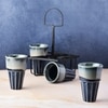 Dark Blue Kulhad Caddy Ceramic Cup Set – Set of 4