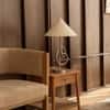 Knot Handicrafted Table Lamp in Brushed shiny crome finish and White Colour