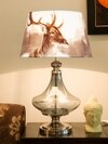 Delicea Blue Luster Metal and Glass Table Lamp With Printed Cotton Shade
