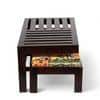 Irish Sheesham Wood Bohemian Coffee Table Set With 2 Stools In Dark Walnut Finish With Israel Print Patchwork Kantha Cushions