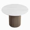 Velin Round Solid Mango Wood Pedestal Dining Table Silver Oak White