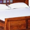 Rangrez Sheesham Wood Queen Size Bed in Honey Oak Finish with Box Storage