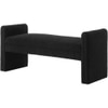 Wooden Twist Soft Hropzy Boucle Upholstered Armrest Ottoman Bench in Black Colour