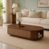 Tavia Oval Sheesham Wood and Cane Coffee Table in Walnut Finish