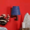 Devansh Solid Wood Electric Wall Light in Blue Colour with Blue Shade Count of 1 Light