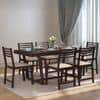 Caprica 6 Seater Dining Set (Colour- Sandshell Beige, Finish- Mango Walnut)