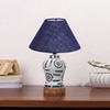 Devansh Conical Blue Jute Shade Lamp With Wood & Mosaic Glass Base For Decoration/Office/Home/Gifting/Study For Decoration/Office/Home/Gifting/Study -(10X10X14.5) Inches -A
