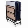 Loom and Needles Rollaway Metal Folding Bed With 6in Single Size Mattress With Lockable Wheels