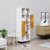 Hexa Engineered Wood Bookshelf Multipurpose Storage Rack in Frosty White and Giant Wood Colour