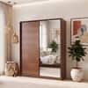 Loretta Engineered Wood 2 Sliding Door Wardrobe in Wheat Brown Walnut Finish