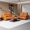 Orchard Three Seater Motorized Leather Recliner in Savana Tan Brown Colour