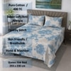 Axel Blue Abstract 350 TC Cotton Flat Queen Size Bedsheet with 2 Pillow Covers – Threads