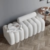 Wooden Twist Veylo Modern Line Design Bench with Round Back Pillow in White Colour