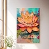 Abstract Digital Lotus Flower Canvas Wall Art 22 x 34 Inch