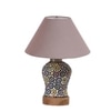 Devansh Conical Grey Cotton Shade Lamp With Wood & Mosaic Glass Base For Decoration/Office/Home/Gifting/Study For Decoration/Office/Home/Gifting/Study -(10X10X14.5) Inches -A
