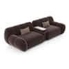 Cannoli 3 seater Fabric Sofa with Marble top Table in Plum Haze