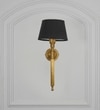 Parker Single Light Wall Fitting In Antique Brass Finish Metal With Black Cotton Shade