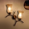 Devansh Metal Electric Wall Light in Gold Colour with Lavender Shade Count of 2 Lights