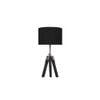 Emerald Black Cotton Floor Lamp with Solid Wood