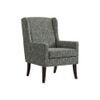Joan Printed Human Canvas Fabric Wing Chair in Green Colour