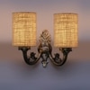 Devansh Metal Electric Wall Light in Antique Gold Colour with Beige Shade Count of 2 Lights
