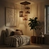 Elegant Brown Solid Wood Cluster Hanging Light