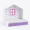 Little Hut Bed  6X3 ( Drawers On Wheels) In White & Purple Colour
