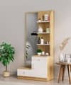 Hexa Red Wooden Dressing Table in Giant Wood and Frosty White Colour