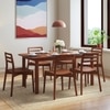 Dane Solid Wood Dining Table 6 Seater with 6 Dane Solid Wood Dining Chairs (Finish: Honey)