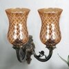 Devansh Metal Electric Wall Light in Antique gold Colour with Lavender Shade Count of 2 Lights