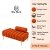 Doe Buck Luxury Boucle Accent Lounge Chair in Orange Colour with Gold Metal Legs