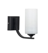 Andretti Single Light Bathroom Wall Fitting In Black Finish With Frosted White Glass