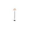 Evana Beige Natural Fiber Floor Lamp with Black Iron Base